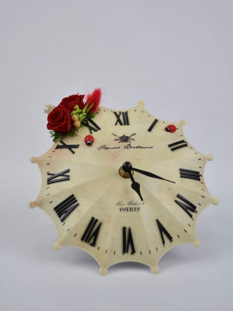 Reloj París rosa eterna con forma de paraguas
