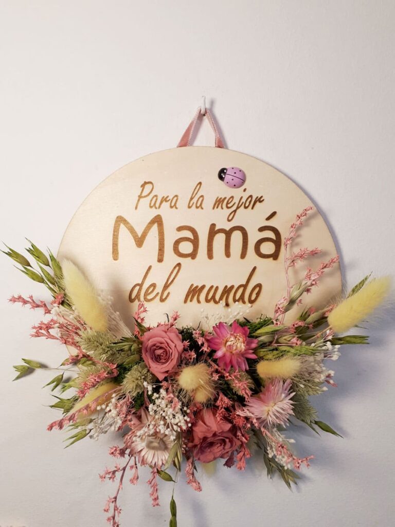 placa de madera 20 cm para la mejor mama rosas eternas de color rosa